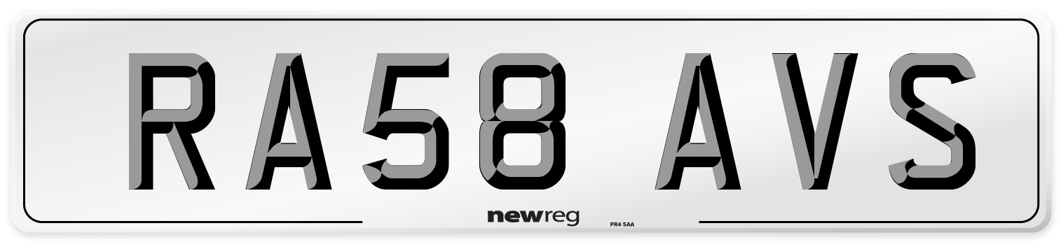 RA58 AVS Number Plate from New Reg